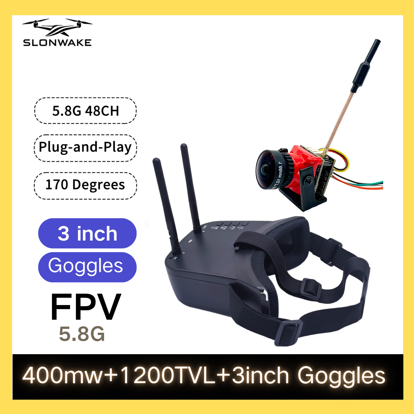 Drone Racing Camera - SLONWAKE 5.8G 48CH FPV 400mw VTX