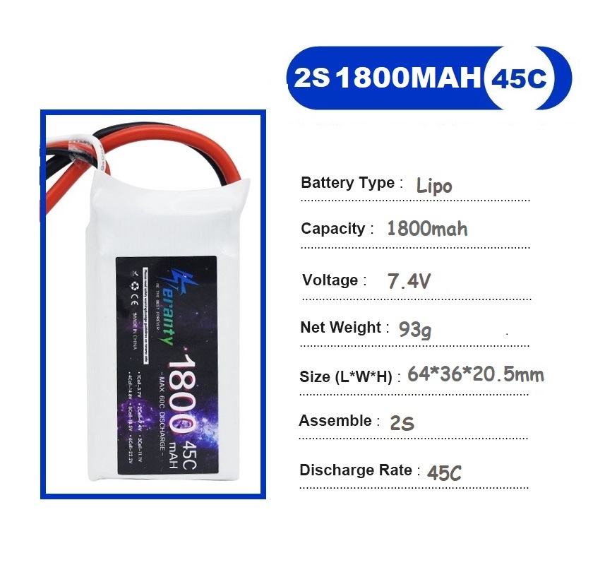 2PCS 7.4V Lipo 2S Battery 1500 - Drone Racing Battery のレビューと価格