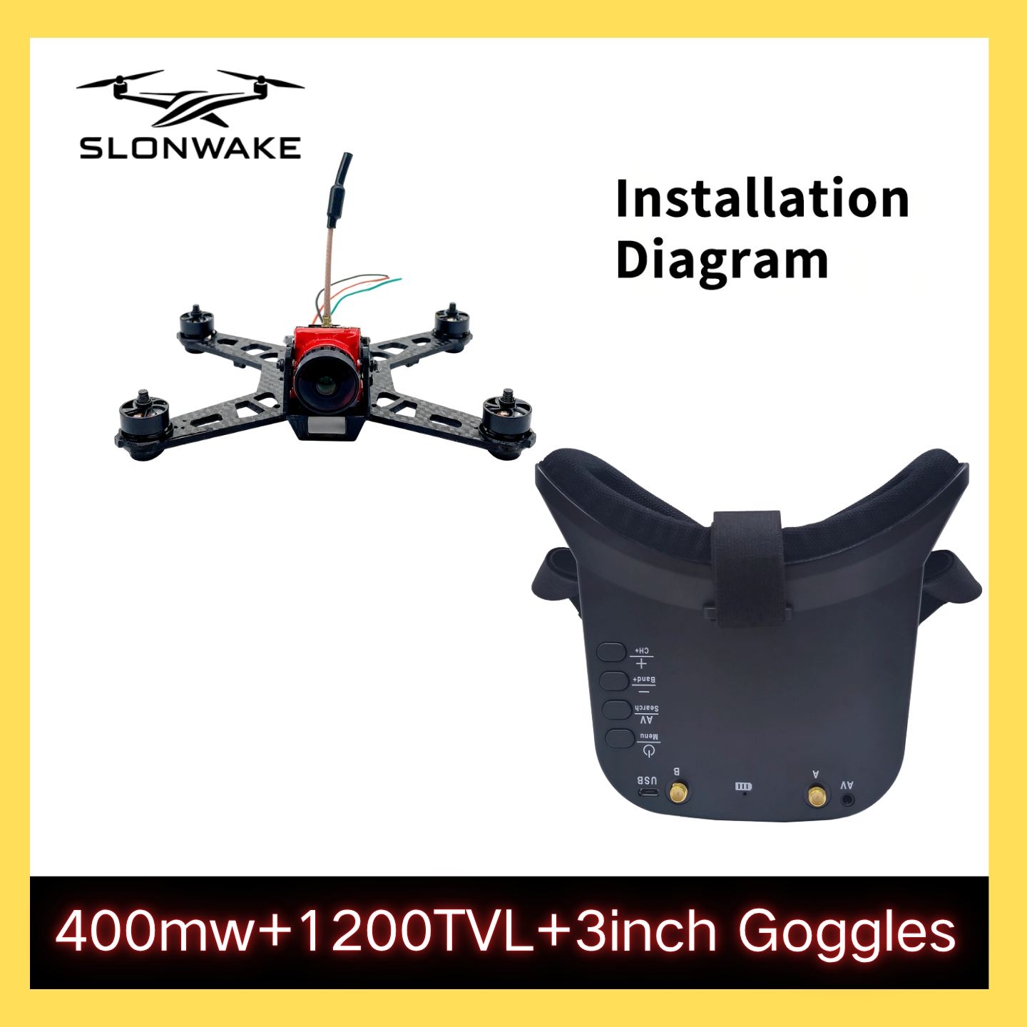 SLONWAKE 5.8G 48CH FPV 400mw V - Drone Racing Camera のレビューと価格