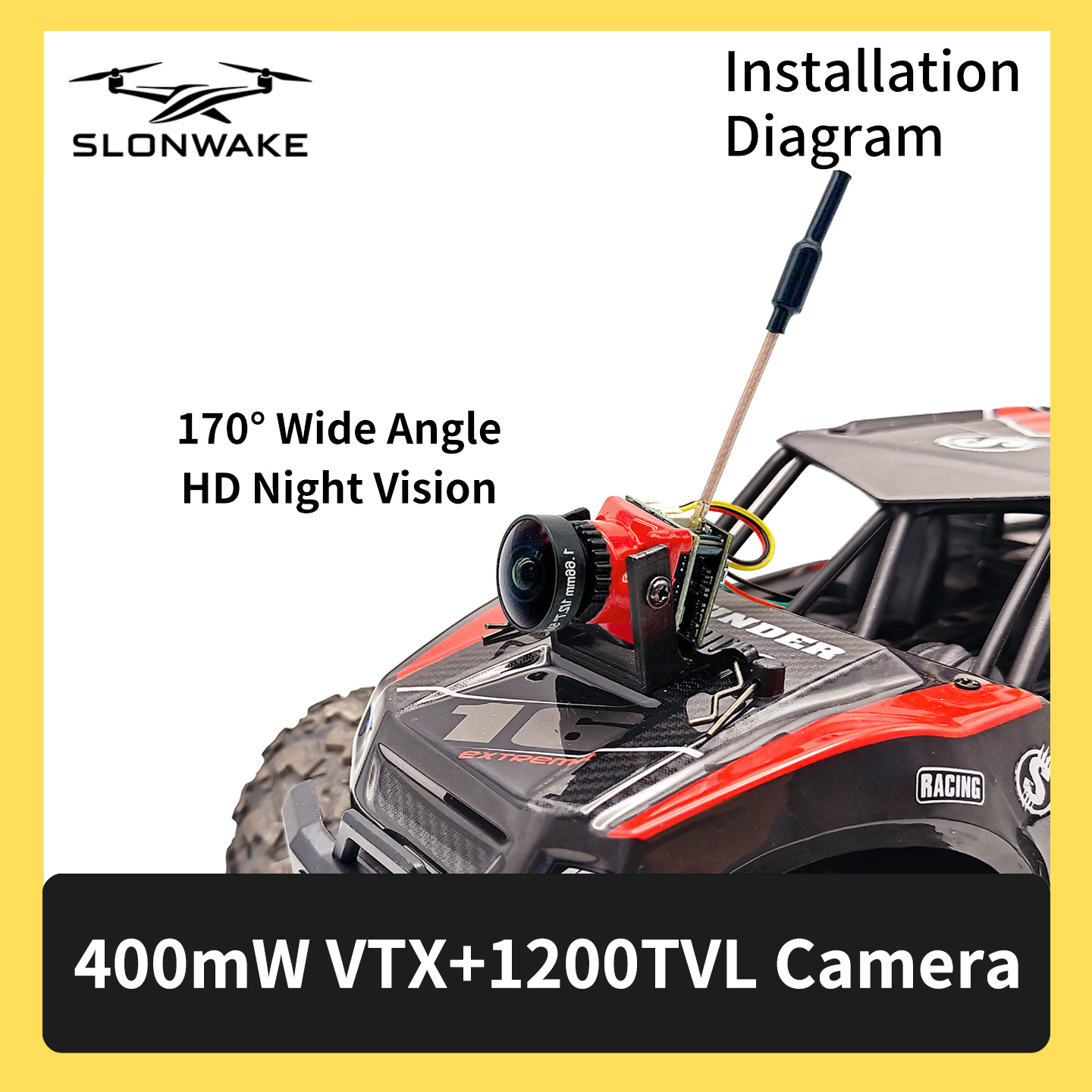 SLONWAKE 5.8G 48CH FPV 400mw V - Drone Racing Camera のレビューと価格