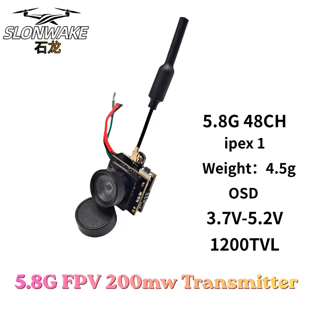 SLONWAKE 5.8G Analog VTX Trans - Drone Racing Camera のレビューと価格